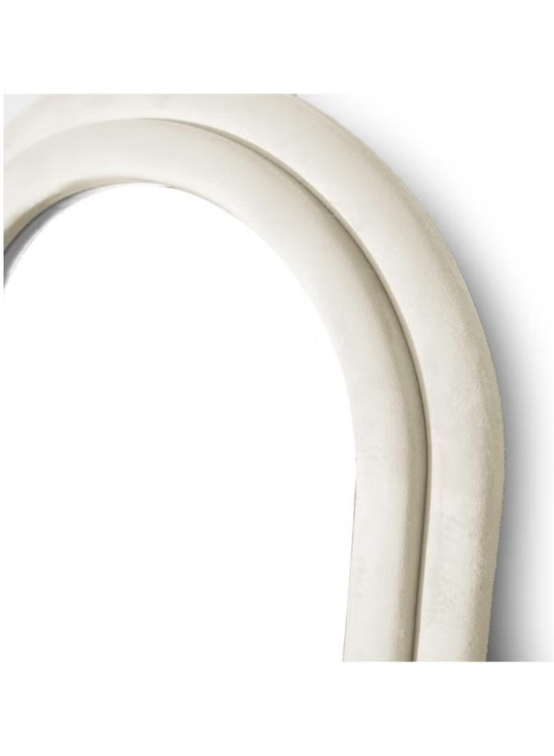 Vphom Arched Full Length Floor Mirror 63"×24" (160×60cm) with Stand, Large Full Body Mirror Freestanding or Wall Mounted – Elegant Flannel Frame Mirror (WHITE) - Image 3